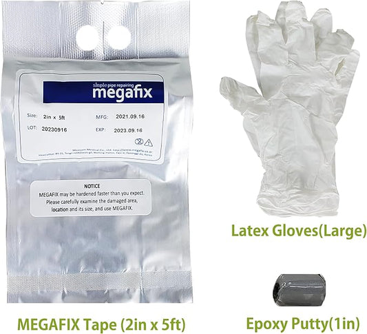 Pipe Repair KIT, Fiberglass Wrap, Water Leak, Plumbing, Underwater OK, Emergency, Self DIY, Permanent (Epoxy Type, 2in x 5ft)