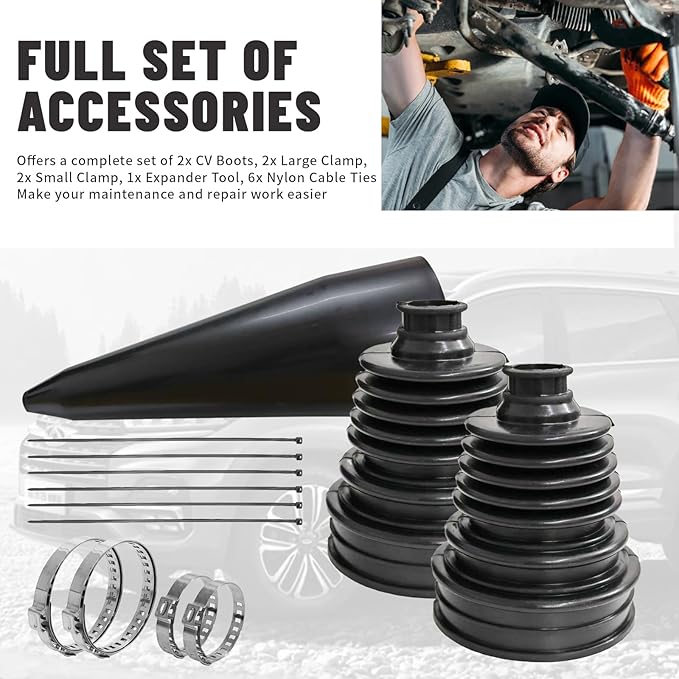 2PCS CV Boot Repair Kit with Expander Tool and Clamps,Silicone CV Axle Boot Repair Kit for 2.32" 2.86" 3.46" Calibers,Universal Tie Rod Boots for Joint Dustproof and Waterproof