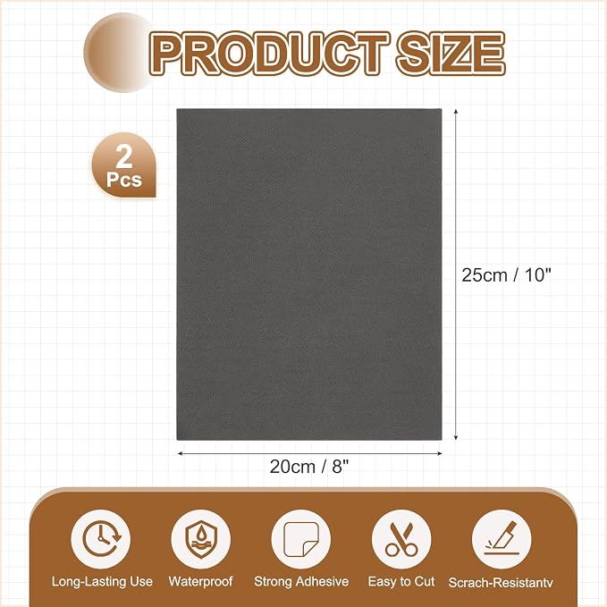 MECCANIXITY 2 Pcs Leather Repair Patch 8"x10" Self-Adhesive Leather Vinyl Repair Tape Kit for Furniture Couches Sofa Chair Car Boat Seats Jackets, Black