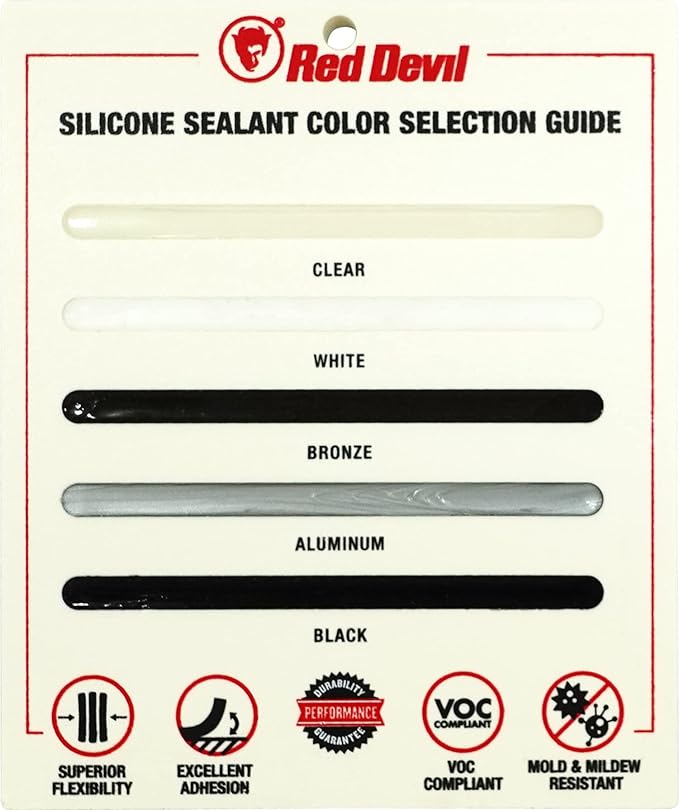 Red Devil 0826 100% Silicone Sealant Architectural Grade, 9.8 oz., Clear, 12 Pack