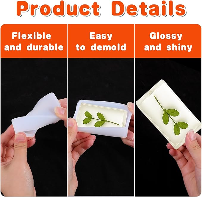 12 Pcs Epoxy Resin Molds Silicone Kit, 12 Sizes Square Rectangle Silicone Molds for Resin, Soaps, Dried Flowers, Bookends, Specimens, DIY Handicrafts (White)