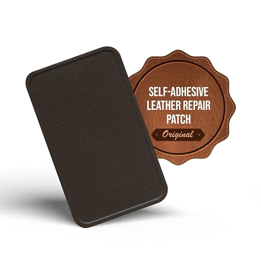 MastaPlasta Premium Leather Repair Patch - Dark Brown 4" x 2.4" (10 x 6 cm). Your Instant Stick-On Upholstery-Quality Leather Repair Kit for Couches, Car Interiors, Bags & DIY