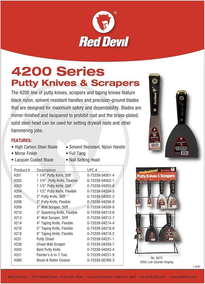 Red Devil 4251 6-in-1 Painter's Tool, 2.5", Black, (Pack of 6)