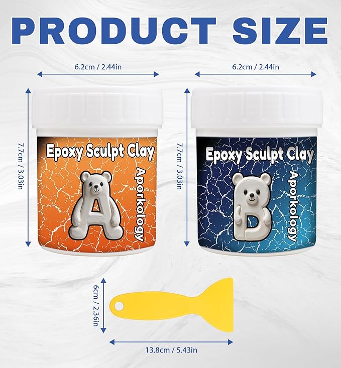 Epoxy Putty Sculpt Clay, 14.11oz/400g Fast Repair Epoxy Clay for Fixing Leaks, Cracks, Sculpting,High Strength 2 Part Epoxy Filler Putty for Bonding Metal, Tile, Concrete, Plastic (White)