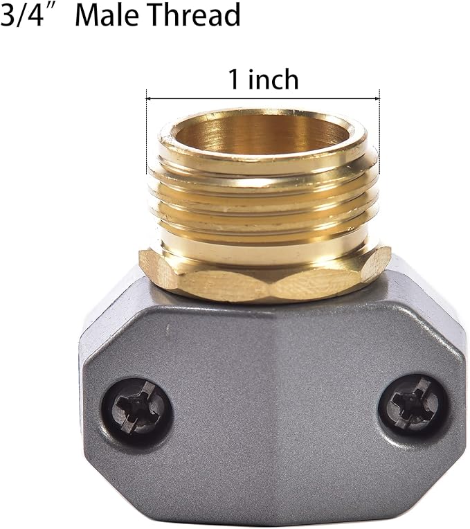 Zinc and Brass Male Clamp Coupling,Fits 3/4" or 5/8" Garden Hose Repair Fitting