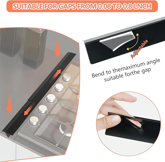 2025 Upgrade 2*Extendable Stove Gap Covers Stainless Steel +2*Gap Brushes,T Stove Counter Gap Cover,Oven Guards For Sides,Oven Gap Filler, Heat Resistant Stove Cover Guards Length 13.8" to 27.5",0.79"