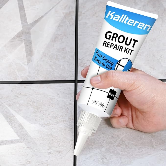 Tile Grout Paint, 2 Pcs Black Grout Cleaner Sealer for Shower, Grout Filler Tube for Kitchen, Bathroom Floor, Fast Drying Grout Pen(Black)