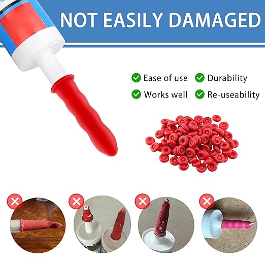 100 Pcs Caulk Tube Sealer Caps, Caulking Gun Tip Caps, Caulking Tool Accessory, Caulk Sealer Saver for Open Caulking Tube Sealing and Preserving, with Storage Box for Easy Storage