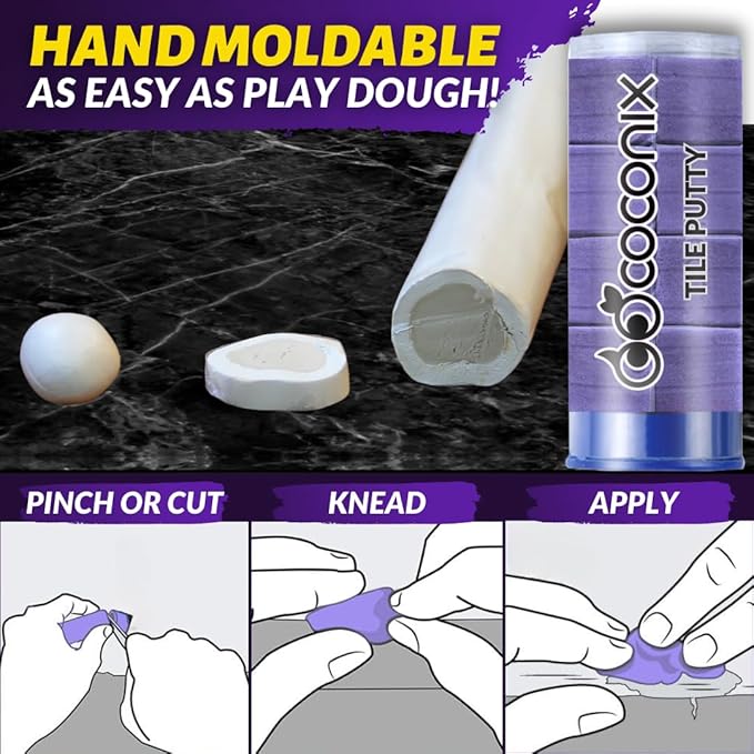 Coconix Tile & Stone Repair Kit | Fix Cracks, Chips, and Scratches on Bathtubs, Tile and Stone Floors, Walls, and Counters | Easy Application with Kneadable Putty