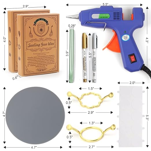 Wax Seal Kit, WASOHLING 40Pcs Pine Green Sealing Wax Sticks with Glue Gun, Wax Seal Molds, Silicone Waxing Mat, Marker Pens, Premium Kit for Wedding Invitations Envelopes Cards (Pine Green)
