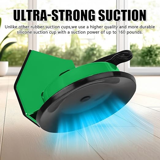 Floor Gap Fixer Tool 45°&90°Striking Surfaces Floor Gap Repair Tool Made of Iron & Enhanced Suction Cup with Slot Cutter and 5pcs Sticky Pads for Fixer Laminate/Vinyl Flooring Tools (Green)
