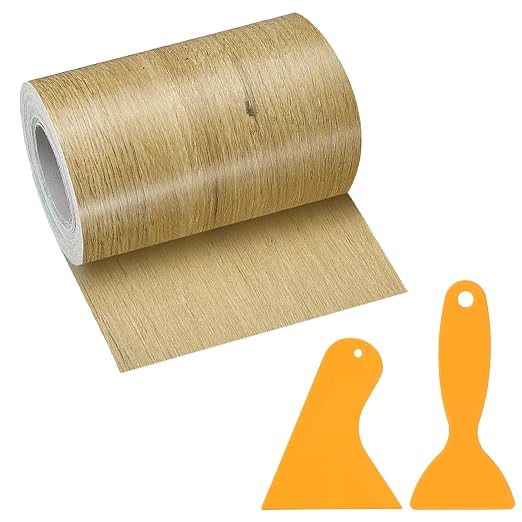 PATIKIL Wood Grain Repair Tape, 3" x 33' Self Adhesive Realistic Wood Tape with Scraper Durable Repair Patch for Furniture Floor Window Door Table DIY Home Decor, Wood Grain