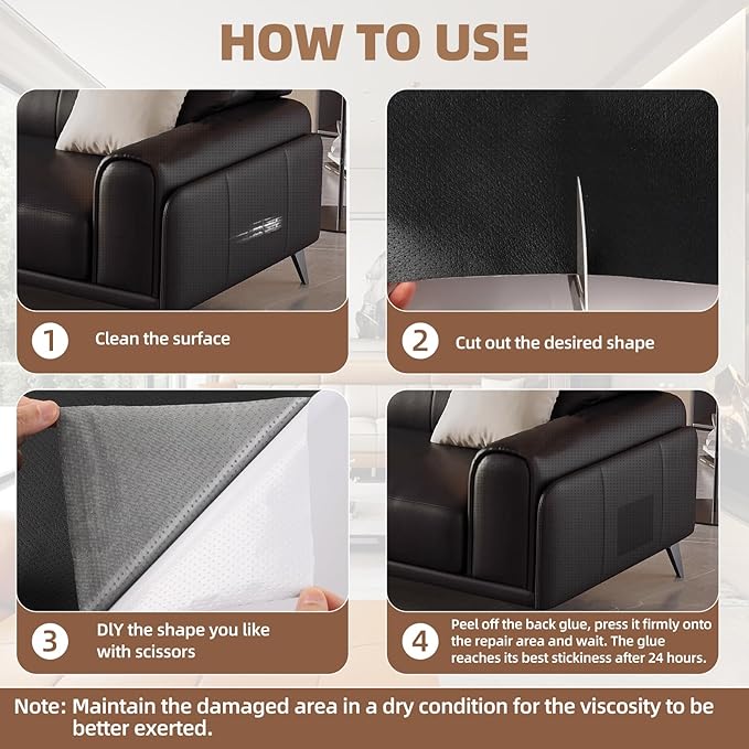 Shagoom Leather Repair Patch, 17X79 inch Strong Sticky Repair Patch Self Adhesive Waterproof, DIY Large Vinyl Patches for Couches, Furniture, Sofa, Car, Chair (DBrown, 17X79 inch)