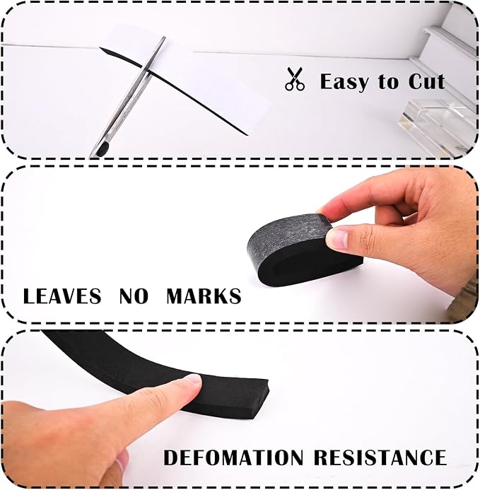 1/4inch Wide x 1/8inch Thick Closed Cell Foam Weatehr Stripping Tape,33Ft | Single Sided, High Density, Soundproof, Self-Adhesive Foam Insulation Strip for Door Frame, AC Window Units, Black