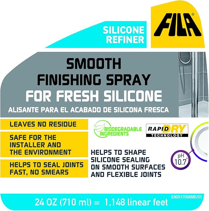 Fila Surface Care Solutions - Silicone Finishing Kit with Smoothing Spray, Caulk Tool Included, 24oz