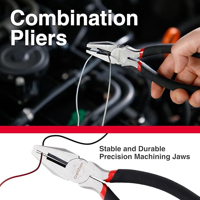 7 Piece Pliers Set with Joint, Long Nose, Linesman,Water Pump and Diagonal Pliers for Home DIY Automotive Repair