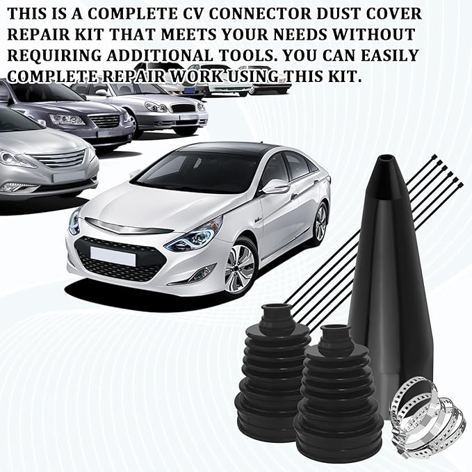 2PCS CV Boot Repair Kit, Silicone CV Axle Boot Repair Kit with Expander Tool and Clamps, CVs Joint Boots Kits for 2.41" 2.81" 3.43" Calibers, Tie Rod Boots for Dustproof and Waterproof (Black)