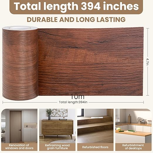 Wood Grain Repair Tape, 4.7 inch X 32ft Self Adhesive Grain Repair Patch for Tables, Chairs, Baseboards, Doors, Windows, Floors, Handicraft DIY.