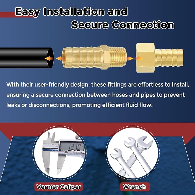 Pack of 1 Brass Hose Barb Fittings Adapter Connector 5/8" Hose Barb to 3/8" NPT Male Fittings for Home Machines, Massage Bathtubs, and Irrigation Systems