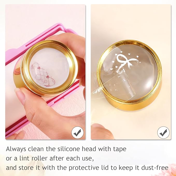 Jelly Silicone Nail Art Stamper, 2-in-1 Detachable Nail Stamping Tool with Scraper for Gel Polish & French Tips, Manicure Salon Supplies, Sello de Silicona para Uñas (2-in-1 Gold)
