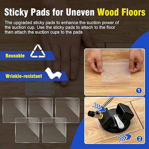 Floor Gap Fixer Tool, Double 45°Striking Surface Floor Gap Repair Tool, Suction Cup for Floor Planks Fixing, Flooring Crack Closing Tool with Aluminum Handle & Noise Absorbing Felt for Laminate, Vinyl