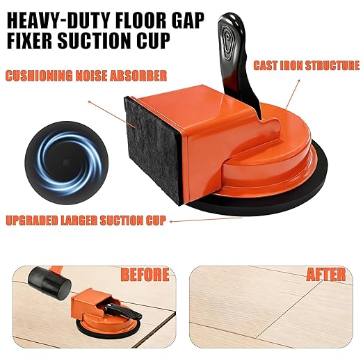Heavy Duty Laminate Floor Suction Cup Repair Tool, for Laminate, Wood, Tile, Vinyl Floor Gap Repair Tool Close Unsightly Seams Designed for DIY Enthusiasts (with a Hammer Attached)