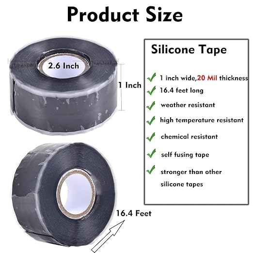 Self Sealing Fusing Silicone Tape,1 in Wide 16.5 Feet Heavy Duty & Leak Proof Rubber Waterproof Hose Tape Pipe for Water Emergency Pipeline Repair Cable Winding Insulating Red