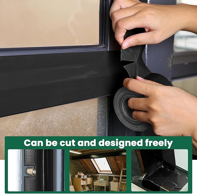 Window Sealing Tape, Window AC Insulation Air Conditioner Sealing Around Frame, 3 inch X 65.5 FT, Blocker for Cold Heat Air, Waterproof Tape for Repair, Heavy Duty No Residue (Black)