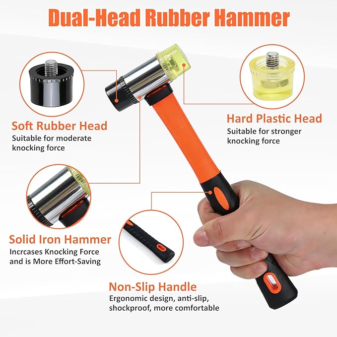 Floor Gap Fixer Tool Kit with Enhanced Vacuum Suction Cup & Rubber Mallet, Floor Gap Repair Tool for Laminate, LVP & Engineered Wood with Knee Pads and Anti-Slip Gloves