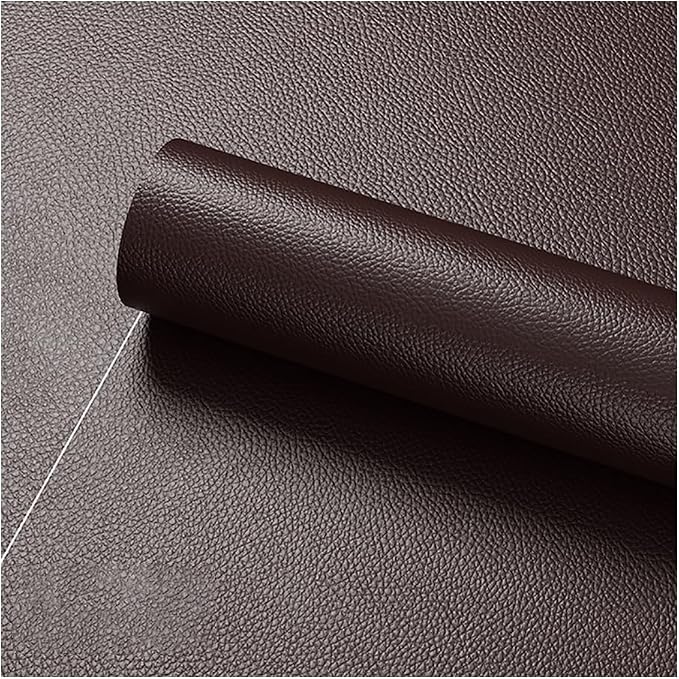 Faux Leather Repair Patch 19.7 × 197In,Reddish Brown Self - Adhesive Leather Repair, 2.5MM Thick Upholstery Leather for Upholstery Crafts, DIY Sewing, Sofas, Furniture, Car Seats, Chairs(1Pcs)