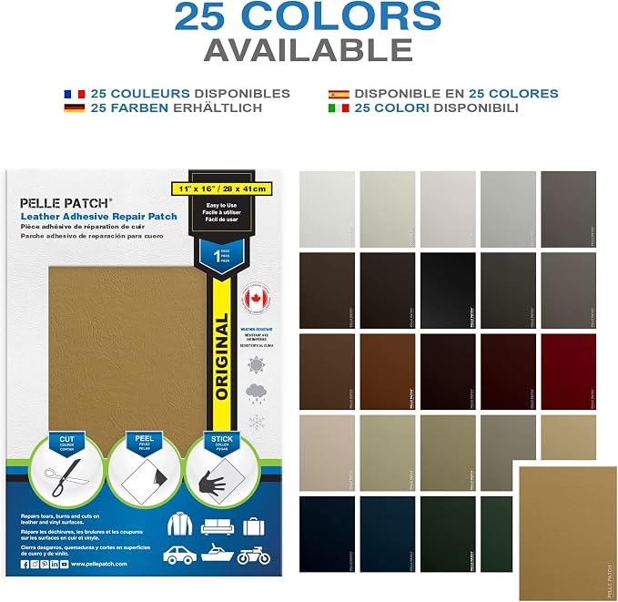 Leather Chair Repair Patch Self Adhesive - 25 Colors Available - Original 11x16 - Yellow