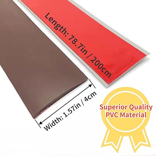 Floor Transition Strip Self-Adhesive Cover Strips Threshold Repair Floor Gap Vinyl Flooring Transitions Laminate Floor Flat Divider Strip Minimalism Oak Wood Grain Design 6.6FT (4cm, Pure Brown)
