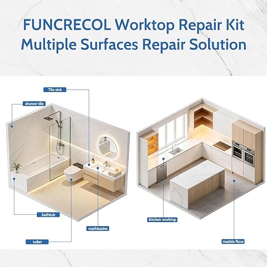 Quartz Countertop Repair Kit (Clear, White, Beige) Granite & Marble Repair Kit, 30s Quick-Drying Repair Chip for Edge Chips, Cracks, Scratches and Holes on Ceramic Tile, Bath Tub, Sink and Other Stone Surfaces - Pro Surface Repair