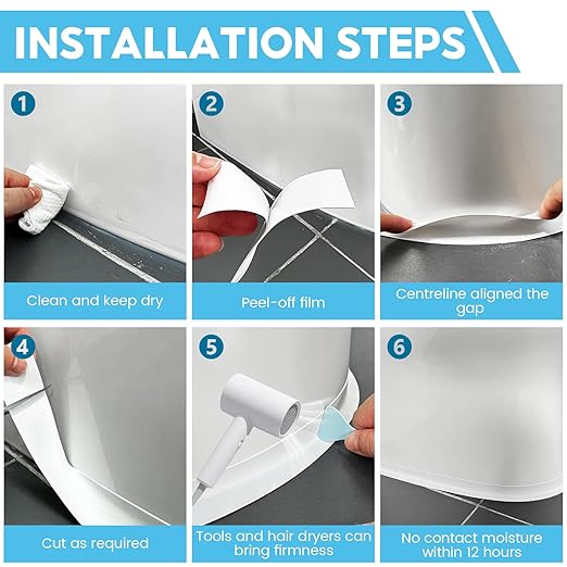 Caulk Tape for Bath Kitchen, Toilet Sealer Around Toilet Base White Self-Adhesive Decorative Sealing Tape, Caulking Tape Used for Kitchen Sink Toilet Bathroom Bathtub Floor (Minimalism, 3)