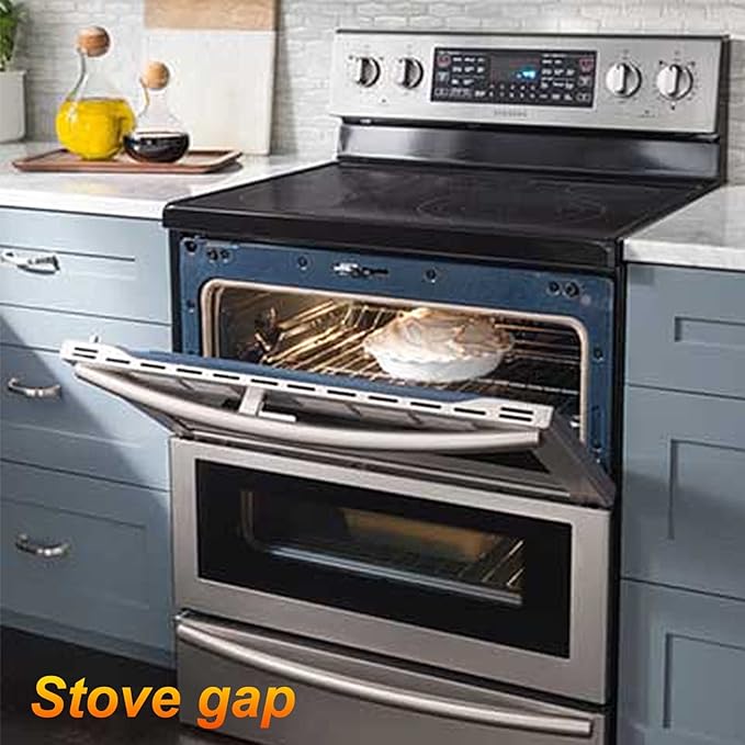 uxcell Stove Gap Covers, Kitchen Stove Gap Filler, Aluminum Oven Gap Cover 25.59 in Length, Heat Resistant and Easy to Clean, Protect Gap Filler Sealing Spills on Countertop Stove, Black
