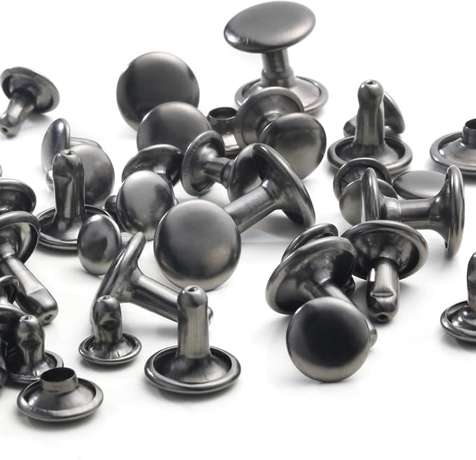 YORANYO 340 Set Mixed Size Leather Rivets Kit - Double Cap Rivets Studs for Clothing Fabric, Shoes, Bags, Belts - Gunmetal