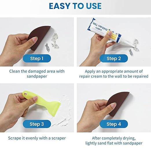 3 Pcs Drywall Repair Kit, Wall Mending Agent, Wall Patch Repair Kit with Scraper, Multi-Functional Drywall Patch Paste Repair Kit for DIY Home Fix