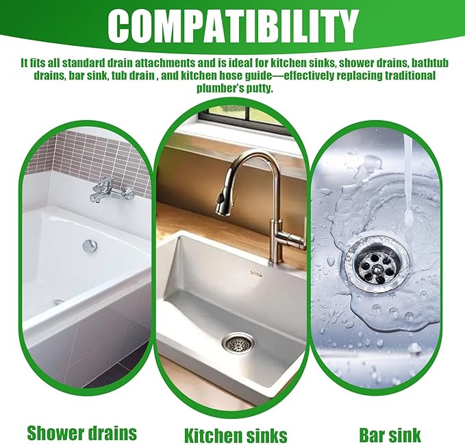 GIDDS-710001 No Putty Sink Drain Gasket 3-3/8", Self-Adhesive Kitchen Sink Drain Seal Replacement Fits All Standard Drain Attachments,Replaces Plumbers Putty for Sink Drain for Tub Drain,2-Pack