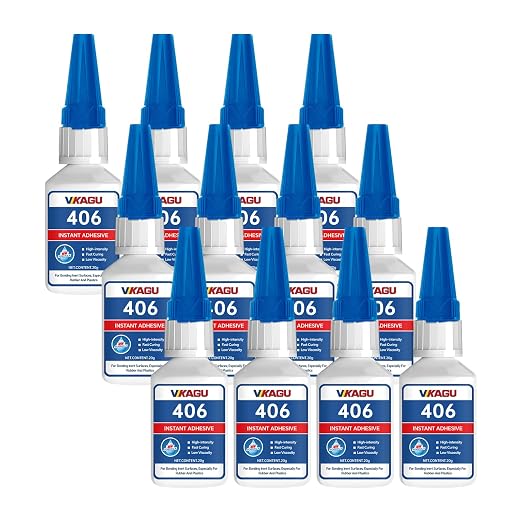 406 Instant Adhesive Super Glue Clear High Strength Rubber & Plastic Bonder 20g 12 Pack