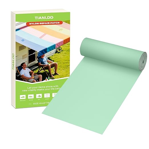 TIANLDD 4x78in Waterproof Repair Tape for Boat Covers,Tents,Tarp,RV Awning，Fabric Repair Tape(Mint Green)