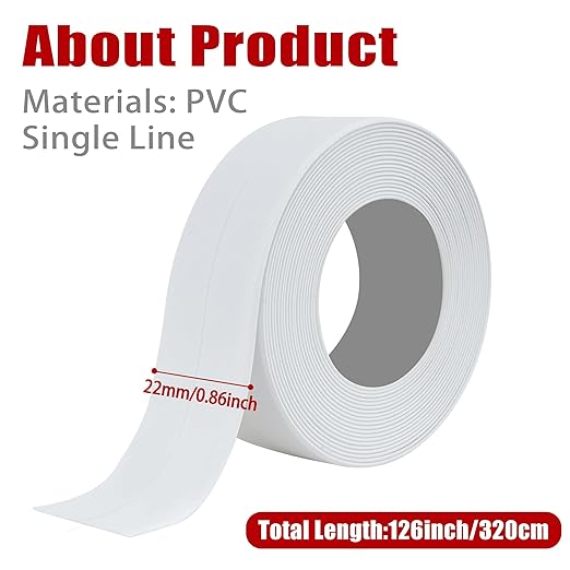 Caulk Strip Tape for Bath Kitchen, White Narrow Self-Adhesive Decorative Sealing Tape, Used for Kitchen Sink Toilet Bathroom Bathtub Floor Wall Edge Protector 4pack
