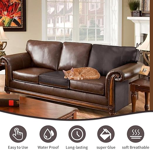 BSZHTECH Leather Repair Tape Self-Adhesive Leather Repair Patch for Couch Furniture Sofas Car Seats Advanced PU Vinyl Leather Repair Kit (Dark Brown, 35.4X79 inch)