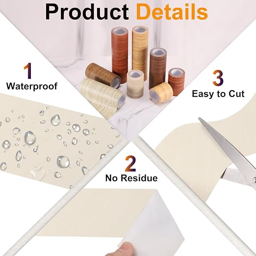 PATIKIL Wood Grain Tape 4.7" x 32 ft, Self-Adhesive Wood Texture Repair Tape Realistic Wooden Effect Patch for Furniture Cabinets Floor Walls, White Oak