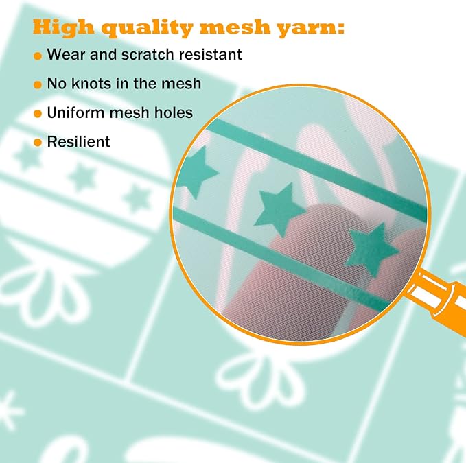 Silk Screen Stencils Self Adhesive Screen Stencil, Reusable Mesh Stencil Transfer for DIY Home Decor, T-Shirt, Ceramic, Wood, Tote, Fabric, Easter