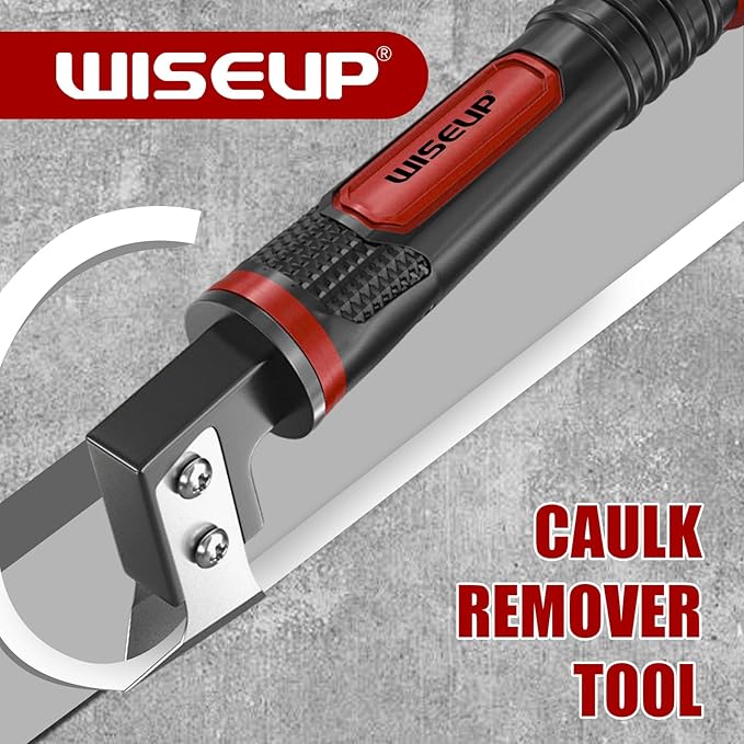 WISEUP Caulking Tool，6 in 1 Caulk Remover Tool with Grout Scraper，Brush，Caulking Tool Kit for Kitchen,Bathroom,Window,Door