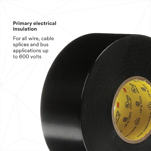 3M Scotch Super 33+ Electrical Tape - 3/4 in x 52 ft, Premium Grade All-Weather Vinyl, Resistant to Abrasion, Moisture, Corrosion, Alkalies - Black, 1 Roll