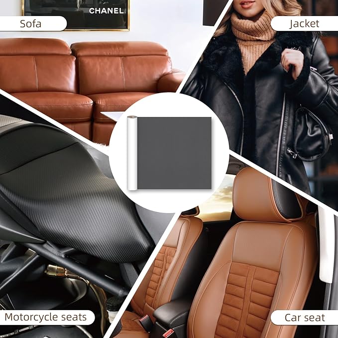 CHEIGHY Leather Repair Kit Self Adhesive Leather Repair Patch for Furniture 15.7X79 inch Vinyl Repair Kit for Couches Car Seats Sofa Office Chair Belt Jackets (Dark Grey)