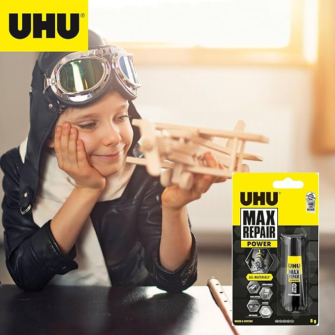 UHU Max Repair Power Adhesive (0.28 oz): Clear Strong Flexible Glue for Indoor & Outdoor Repairs, Heavy Duty All-Purpose Adhesive, Waterproof, Dishwasher-Safe, Gap Filling, Temperature & UV Resistant