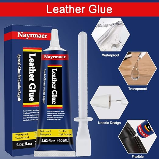 Leather Glue, Special Fabric Adhesive Permanent Clear Washable for BondingLeather and Different Materials (Leather Glue, 60 ML * 1 Pack)