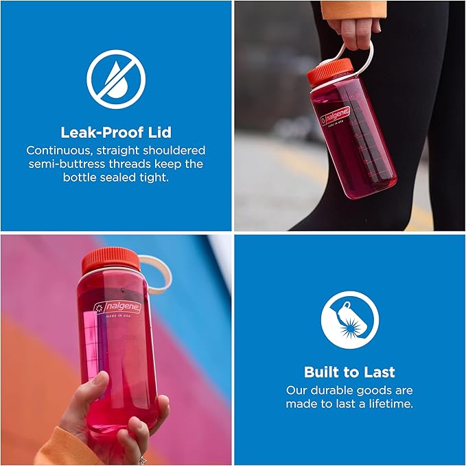 Nalgene 16 oz Wide Mouth Water Bottle | Slim Cup Holder Size, BPA-Free, Durable & Leak Proof, Lightweight Travel Bottle, Laker